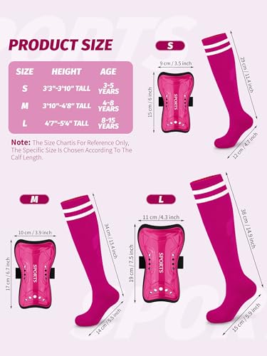 Hryrbay Kids Soccer Shin Guards and Socks Youth Soccer Shin Pads Protective Defender Gear for 3-15 Years Toddler Boys Girls Soccer Equipment for Football Games - Thumbnail 2