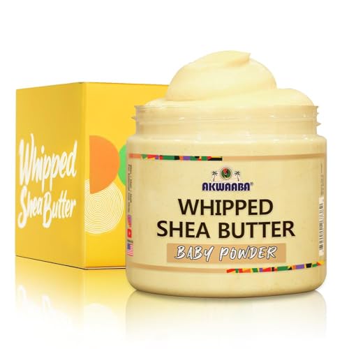 AKWAABA Whipped Shea Butter (Baby Powder) – Nourishes & Moisturizes | Made with Shea Butter | No Dyes & Parabens | 12 oz / 340 g