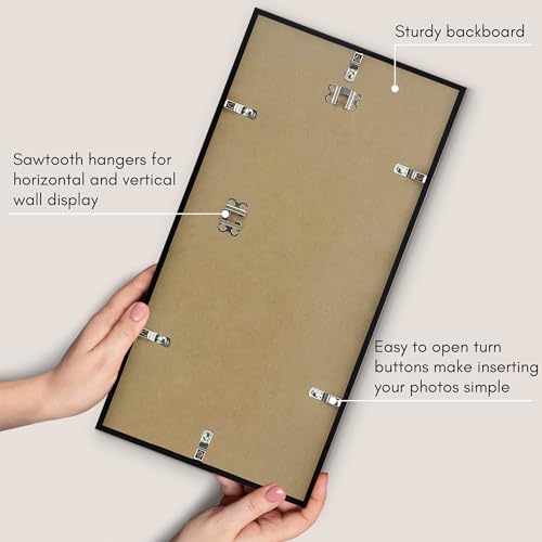 Americanflat 10x20 Picture Frame with Polished Plexiglass - Streamline Collection - Thin Border Picture Frame for Wall Display - Hanging Hardware Included - Black