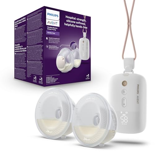 Philips AVENT SCF532/11 Doppel-Milchpumpe, elektrischer Motor, pumpt bis zu 85 Mal pro Minute, ultraleichte Auffangbecher, SkinSense-Silikonschilder, SCF532/11
