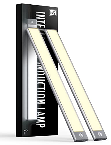 Yiger Under Cabinet Lights, Rechargeable Battery Operated Lighting With 62 Led, Wireless Motion Sensor Light Indoor (3000K), 4 Modes Closet Lights, Stick-On Magnetic Night Light For Kitchen(2 Pack) #TOP5