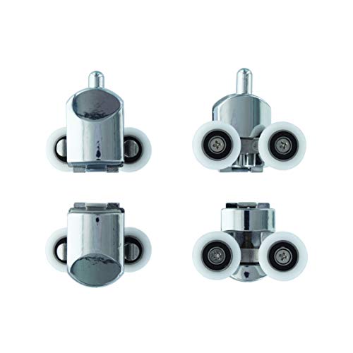 Valaw 23Mm Shower Door Wheel Rollers Top And Bottom (4-Pack) Zinc Alloy - Chrome - Comes With Squeegee #TOP4