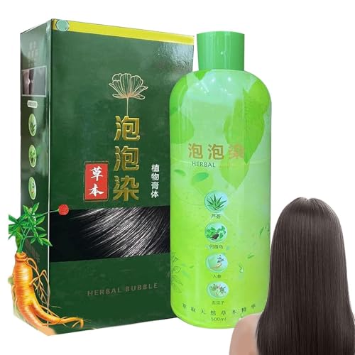 Huxibai Champú para teñir el cabello con canas,Champú para teñir el cabello, Teñido del 3 en 1 de color, Cobertura de canas, champú duradero para tinte de largo para ancianos y