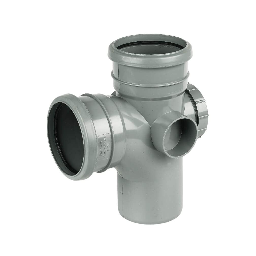 FLOPLAST 110mm Soil Ring Seal 92.5 Degree Access Branch - Grey