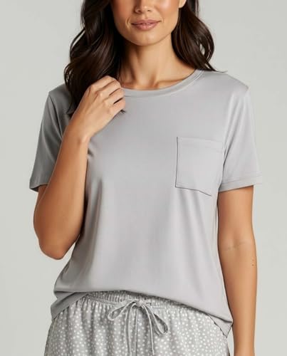 Image of Real Essentials 2 Pack: Women's Short Sleeve Pajama Short Set - Comfy Lightweight Soft Lounge Sleepwear (Plus
