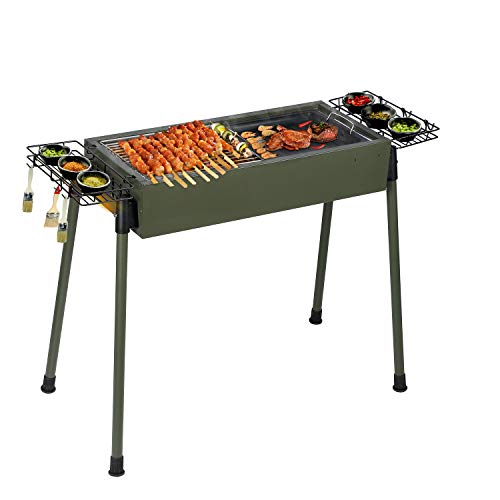 Large Portable Barbecue Charcoal Grill - Stainless Steel, BBQ Grill for Outdoor Cooking Roadtrip - //coolthings.us
