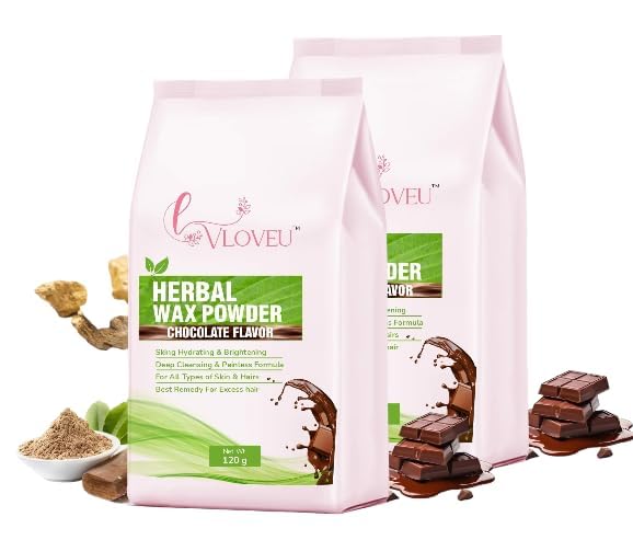 VLOVEU Chocolate Wax Powder Hair Removal Women | Chocolate Hair Removal Powder | Painless Chocolate Wax Women , All Skin Types Hands, Legs, Underarms, Bikini & Intimate Area - 120 Gm (Pack Of 2) (B0CSG77HVX) Amazon Price History, Amazon Price Tracker