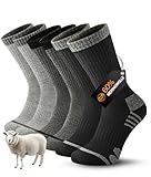YESWEL 3 Paar Merino Thermosocken Herren Damen, 60% Merinowolle Wandersocken, Outdoor sportsocken, Wintersocken Gepolstert für Trekking Sport Schwarz Dunkelgrau Hellgrau L