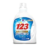 1-2-3 MAXI PODER regular, detergente líquido, ropa blanca, Fresca Blancura, Rendimiento, 4.65 L