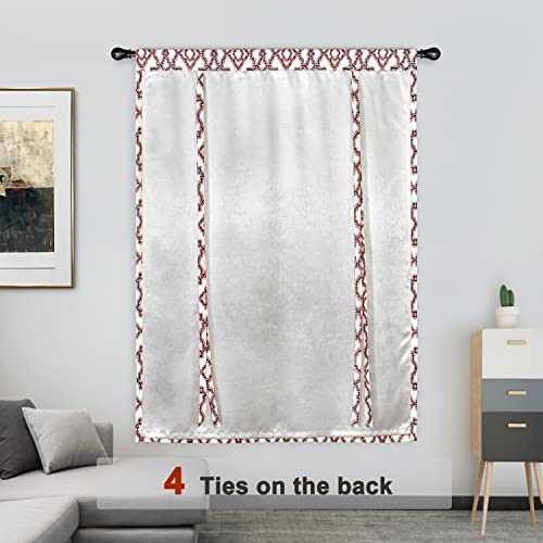 Driftaway Nove Lattice Geometric Pattern Room Darkening Thermal Insulated Tie Up Adjustable Balloon Rod Pocket Curtain For Small Window 45 Inch By 63 Inch Navy Blue And Burnt Orange #TOP1