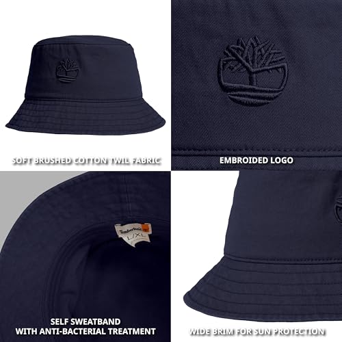 Image of Timberland Mens Bucket Hat, Cotton Twill, Soft Brushed Finish, Packable Sun Hat