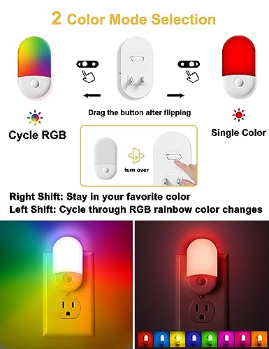 Image of L LOHAS LED Night Light for Kids [2 Pack], 8-Color Changing Night Lights | Plug into Wall, RGB LED Nightlights, Nightlight with Light Sensor, Cute Night Light for Bathroom Decor, Children Room,Gift