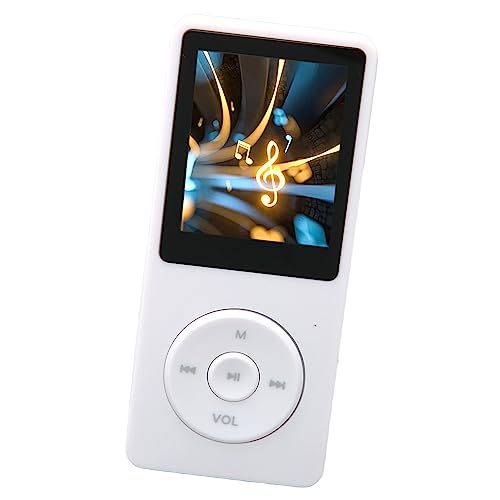 Dioche Flac MP3-Player Tragbarer MP3-/MP4-Player mit 1,8-Zoll-Display, 8 GB Speicher Erweiterbar auf 64 GB, 30 Stunden Akkulaufzeit, Sportmusik-. (White)