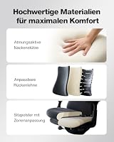 LiberNovo SE Ergonomischer Bürostuhl mit Fußstütze, Schreibtischstuhl mit manueller Lendenwirbelstütze, 5 Neigungspositionen, Computerstuhl für langes Sitzen, für Homeoffice und Gaming, Obsidian 48cm – Ansicht 9