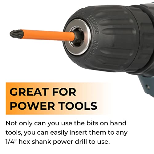 Lattook Pozidriv Phillips Screwdriver Bit Set, 5Pcs 1/4'' Hex Shank S2 Steel With Magnetic For Power Screwdriver Drill Impact Driver Tool, Pz2, 3'' Long #TOP3