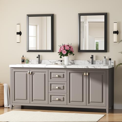Image of 22x30 Inch Black Framed Bathroom Mirrors for Over Sink