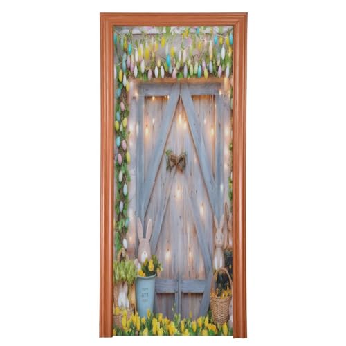 FLildon Cute Eggs Easter Bunny Wearhouse Door Cover Decoration, Party Accessory Porch Decor for Festive Ornament Room Door Covers 35 x 79 Inch