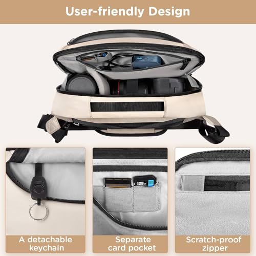 Image of TAAOKA Camera Sling Bag,Waterproof Camera Case with Tripod Holder,Lightweight DSLR /SLR /Mirrorless Camera Bags Crossbody for photographers-Beige