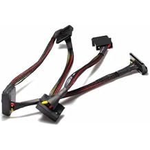 OKGEAR CG 24 inch 4pin molex to Four SATA 15pin 90 Degree Crimping Type Connector Cable w/Black Sleeved