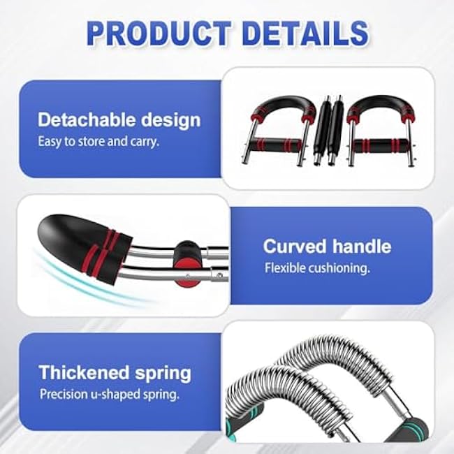 Techlypro Powerbar, Techly pro Powerbar, 40-100lb Adjustable Chest Workout Equipment, Twister Arm Trainer, Portable Detachable Home Fitness Equipment for Workout Anywhere