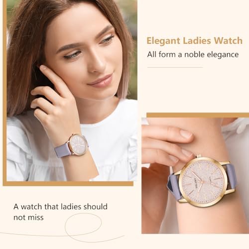 Stylish Women's Leather Quartz Watch with Starry Dial - Image 5