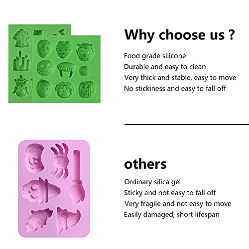 Sakolla Halloween Fondant Cake Molds - Halloween Chocolate Molds Silicone Bat Pumpkin Owl Ghost Candy Molds For Cupcake Topper Decorating Sugarcraft Gum Paste Resin Clay #TOP6