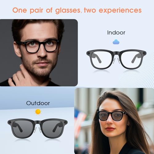 Image of 2026 AI Smart Glasses with Camera, 8MP Action Camera & 4K Video Recording Glasses with 3600mAh Charging Case, Photochromic Sunglasses, EIS Stabilization,Bluetooth Glasses for Men Women Cycling Working