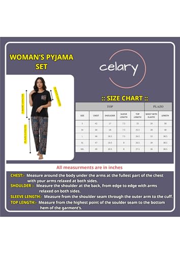 Image of Celary Women's Cotton Blend Printed Night Suit Set||Soft & Breathable Short Sleeve Top & Ethnic Print Pyjama Set||Also Available in Plus Size||Korean Night Suit||Comfortable Home Wear & Sleepwear