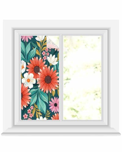 Película decorativa para ventana con flores tropicales 17.7x39.3 pulgadas miniatura 2