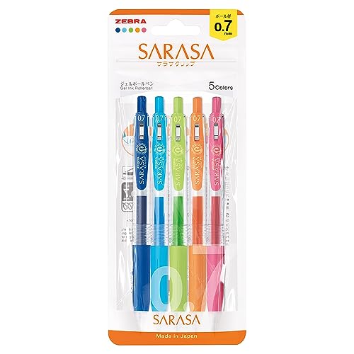 Bolígrafos Zebra Gel Sarasa Clip 0.7mm 5 Colores