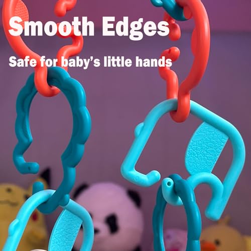 Image of Baby Links Rings Toys for Car Seat Stroller 24 PCS Animal Connecting Chain Rings Early Learning Toys for Toddlers