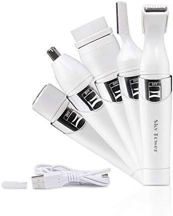 Sky Tower USB Lady Shaver Set, 5 in 1 Lady Bikini Trimmer Kit, Painless Women’s Hair Remover, Great for Eyebrow/Face/Nose/ Underarms/Arms/Legs, Prefect Gift for Lady & Girlfriend