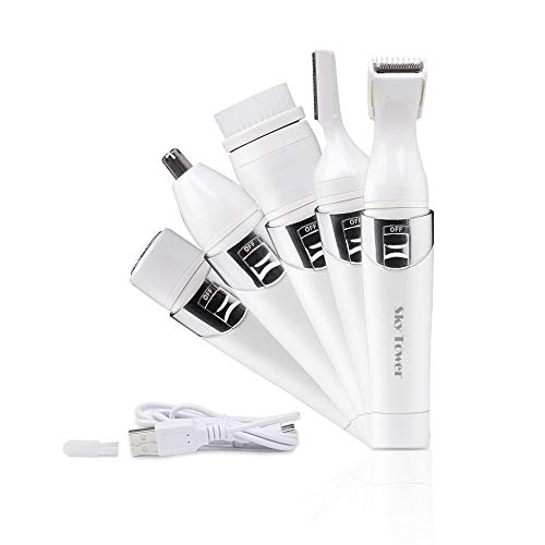 Sky Tower Usb Lady Shaver Set, 5 In 1 Lady Bikini Trimmer Kit, Painless Women’s Hair Remover, Great For Eyebrow/Face/Nose/ Underarms/Arms/Legs, Prefect Gift For Lady & Girlfriend #TOP1