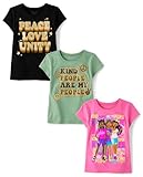 The Children's Place,Girls,Kindness, Love, Equality Short Sleeve Graphic T-Shirts,Multipacks,Girl/Peace Love Unity/Kind 3-Pack,Large