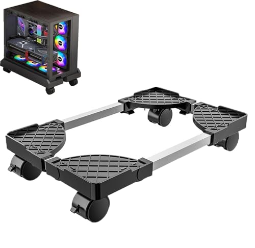 Adatto per supporti per computer a torre per PC, supporti CPU universali con quattro ruote, supporto per desktop per computer, auto CPU sotto la scrivania dei giocatori, con ruote, nero