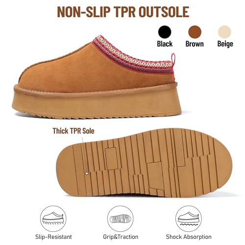 Women's Slippers Platform Mini Boots Cozy Fuzzy Women's Platform Slip-on Slippers Winter Fluffy Warm Comfy Furry Anti-Slip Shoes for Outdoor Indoor House4