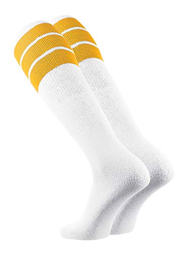 Image of TCK Retro Tube Socks with Stripes for Men & Women - 3 Stripe, 70's 80's Deadlift Socks
