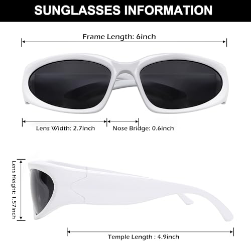 Image of GUVIVI Wrap Around Fashion Sunglasses for Men Women Swift Oval Gold Sunglasses Sport Shades Glasses Eyeglasses White