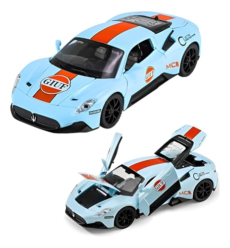 Image of 1:32 Scale Maserati MC20 Die-Cast Pull-Back Toy Car with Sound & Light, Alloy Body Supercar Replica - Stunning Gift for Kids & Collectors