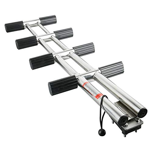 Dasmarine Heavy Duty 4 Steps Boat Marine Sport/Diver Ladder 316 Stainless Steel Dual Vertical Telescoping Tube With 2.75" Transom Mounting Extension Shim (4 Step Ladder) #TOP4