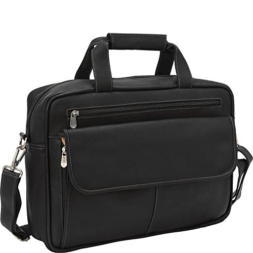 Piel Leather Slim Top-Zip Briefcase, Black, One Size #TOP5