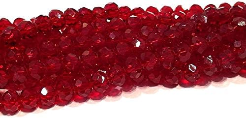 Czech Crystal Glass Beads, CZ Bohemian Faceted Rondelle Glass Beads, 4/6/8/10 mm, Choice of Colours (Red, 4x3 mm)