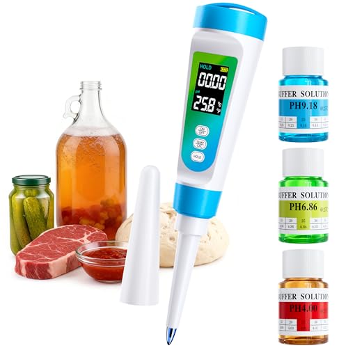 Food pH Meter for Fermentation & Sourdough, Liquid Food pH Tester with ±0.01 Accuracy, ATC Digital pH Meter, Designed for Testing Dough, Kombucha, Cheese