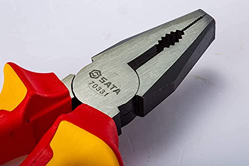 Sata 6-Inch Vde Insulated Linesman Combination Pliers With Chrome Vanadium Steel Body And Dual Material Anti-Slip Handles - St70331St #TOP4