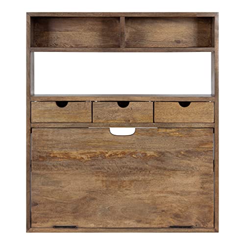 Kate and Laurel Georgie Rustic Wood Floating Desk; 26 x 6 x 30; Natural Wood; Bohemian Computer Desk for Home Office with Folding Design by Kate and Laurel - Image 7
