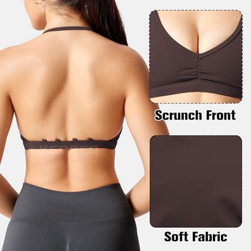Image of YEOREO CoreFlex Workout Sports Bras for Women Padded Strappy Open Back Gym Bra Light Impact Criss Cross Yoga Crop Top