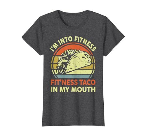 Men I'm Into Fitness Taco in My Mouth Mexican Tuesday Food T-Shirt, Women, Dark Heather Grey, Large