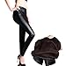 Weigou Women Leggings Winter Warm Thick Velvet Faux Leather Leggings Slim Trousers (M, Black)