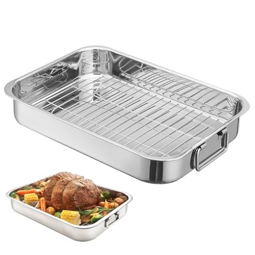 Bandeja para asar de acero inoxidable rectangular con asas fijas 2