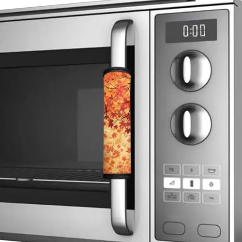 Image of Maple Leaf Refrigerator Handle Covers Set of 6 Waterproof Fridge Handle Covers for Kitchen Easy to Install Appliance Handles Cover for Microwave Oven Stove Dishwasher Gift for Friends